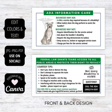 service dog handler ada information card